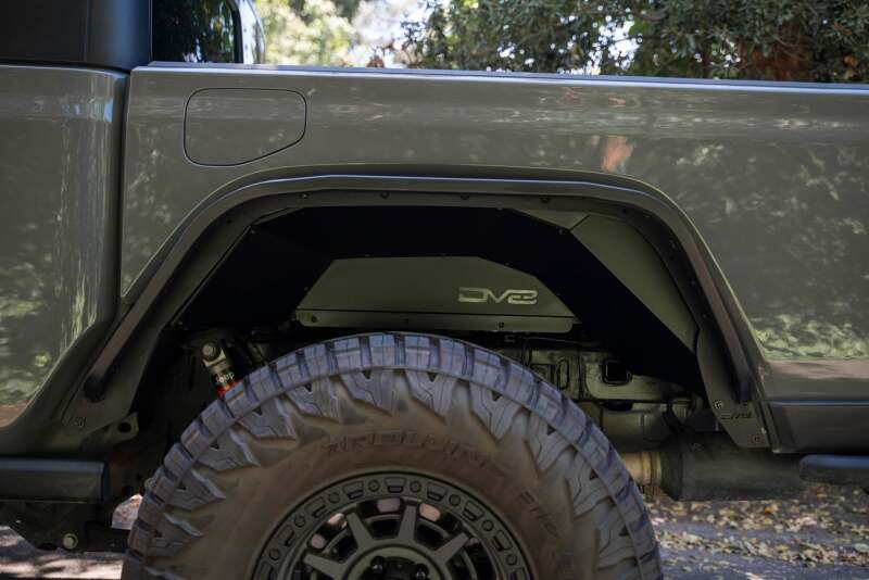 DV8 Offroad Rear Inner Fender Liners for 2020-2025 Jeep Gladiator JT, Satin Black - dveINFEND-07RB