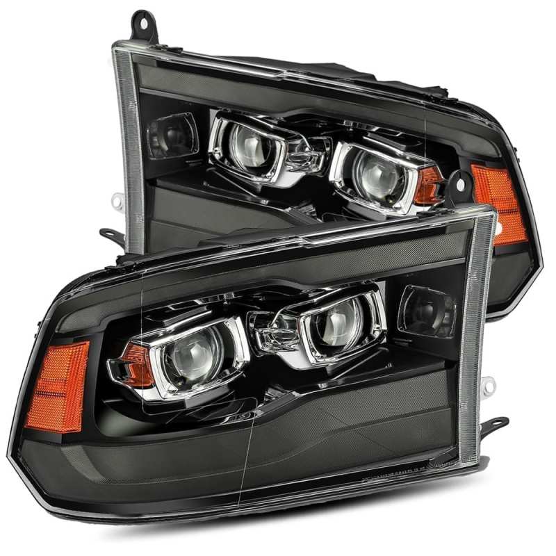 AlphaRex PRO-Series Projector Headlights for 2009–2014 Dodge Charger, Plank Style Black with Sequential Signal and Smoked DRL