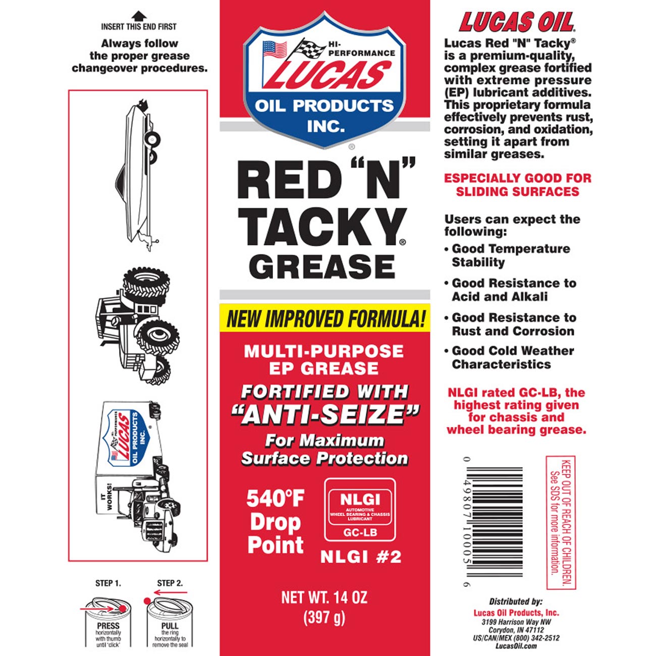 Lucas Oil Red N Tacky Grease - 14 Ounce Tube by Lucas Oil