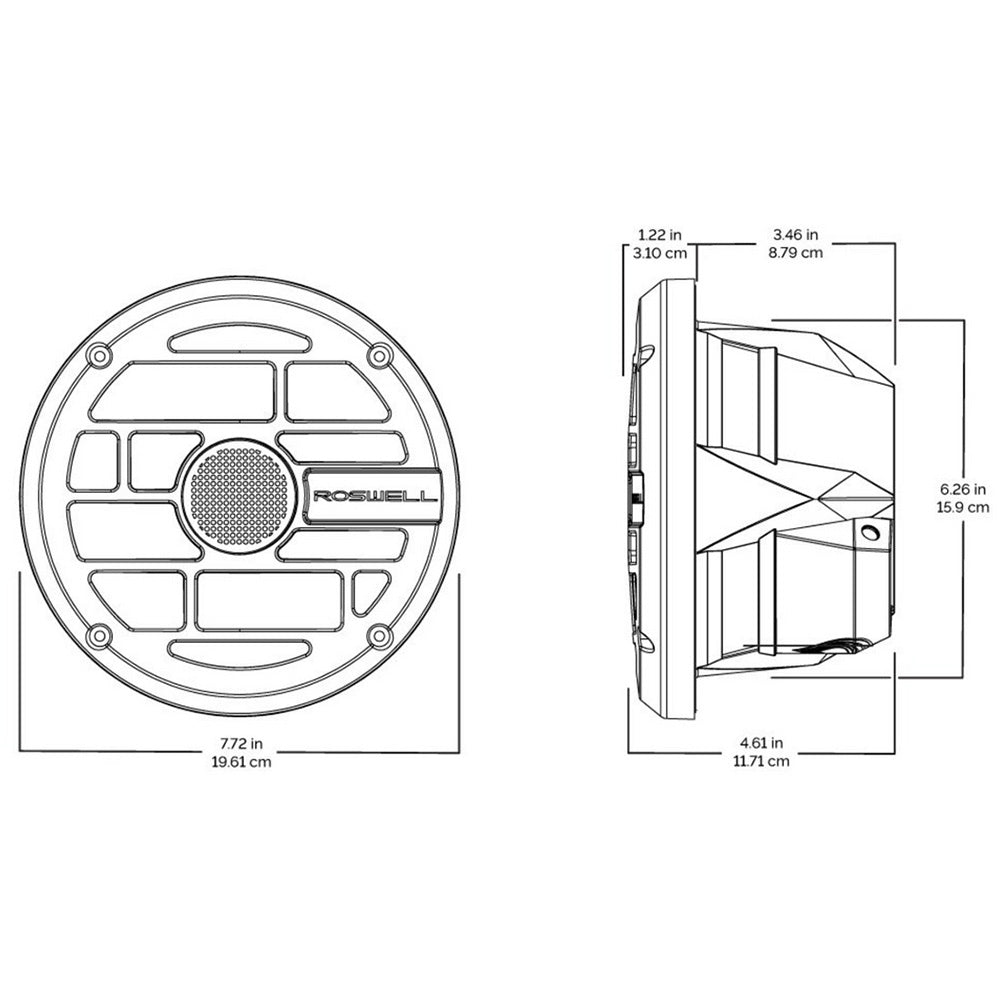 Roswell R Series 6.5 Marine Speakers - Anthracite Grille - 60W RMS 120W Peak Pow - View 3