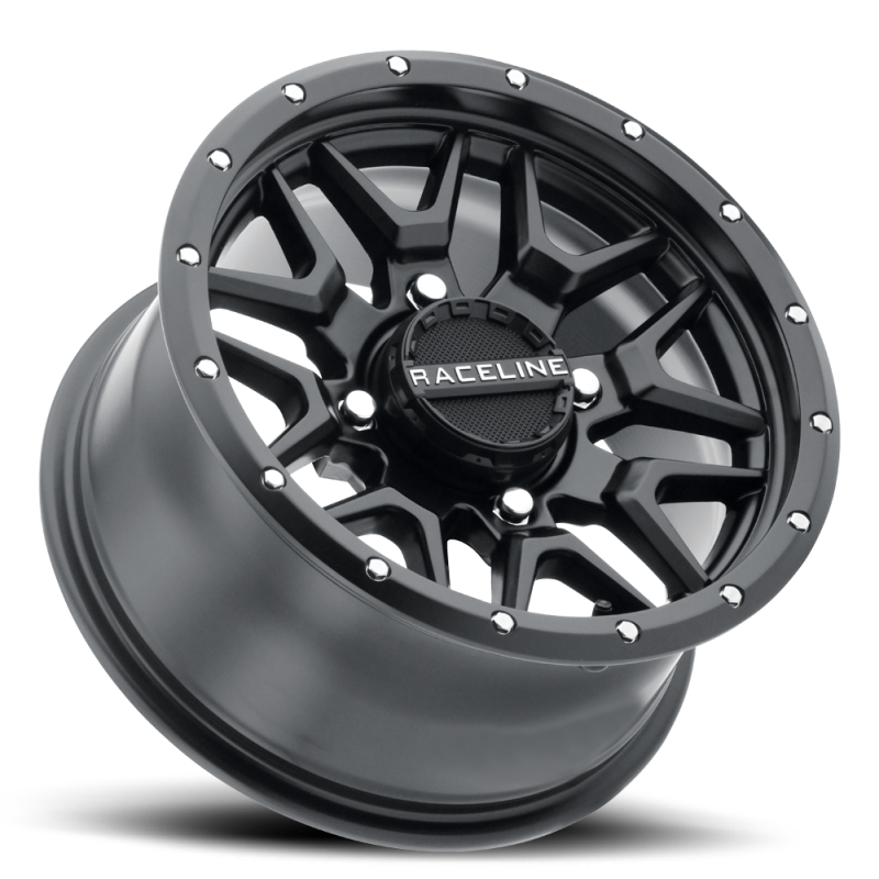 Raceline A94B Krank 15x7-Inch 4x156 Bolt Pattern +10 Offset Satin Black Powersports Wheel