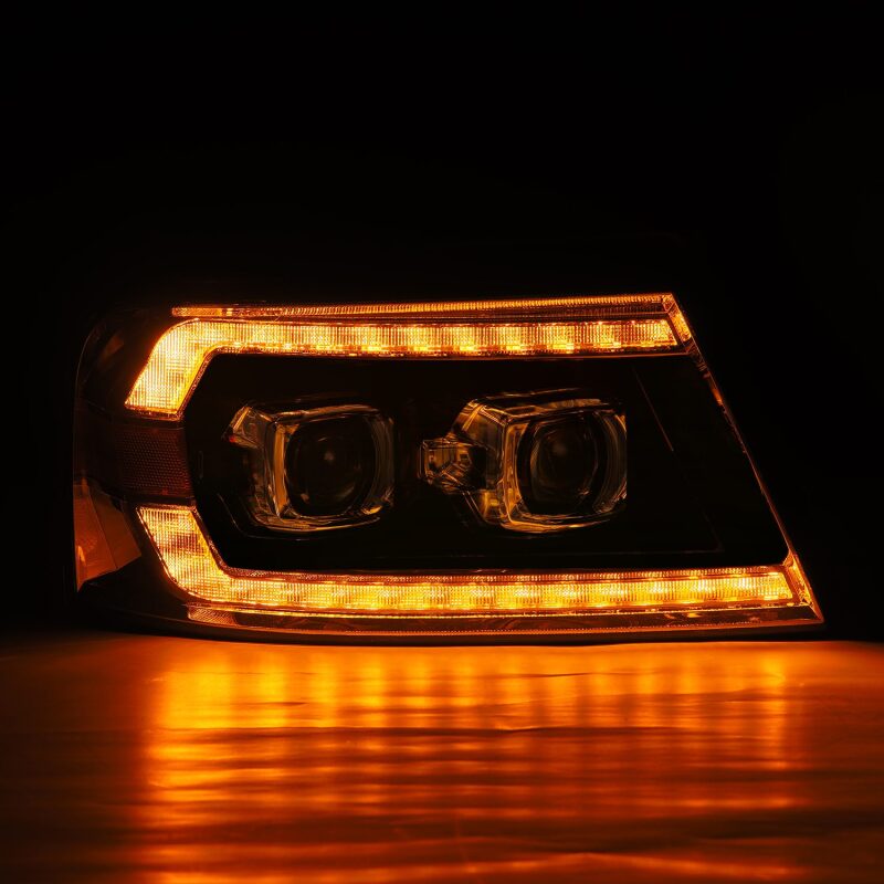 AlphaRex PRO-Series Projector Headlights for 2004-2008 Ford F-150, Alpha-Black with Sequential Signal and DRL