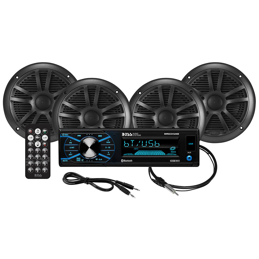 Boss Audio MCBK634B.64 Kit w/MR634UAB, 4 MR6B Speakers, MRANT10 Antenna [MCBK634 - View 1