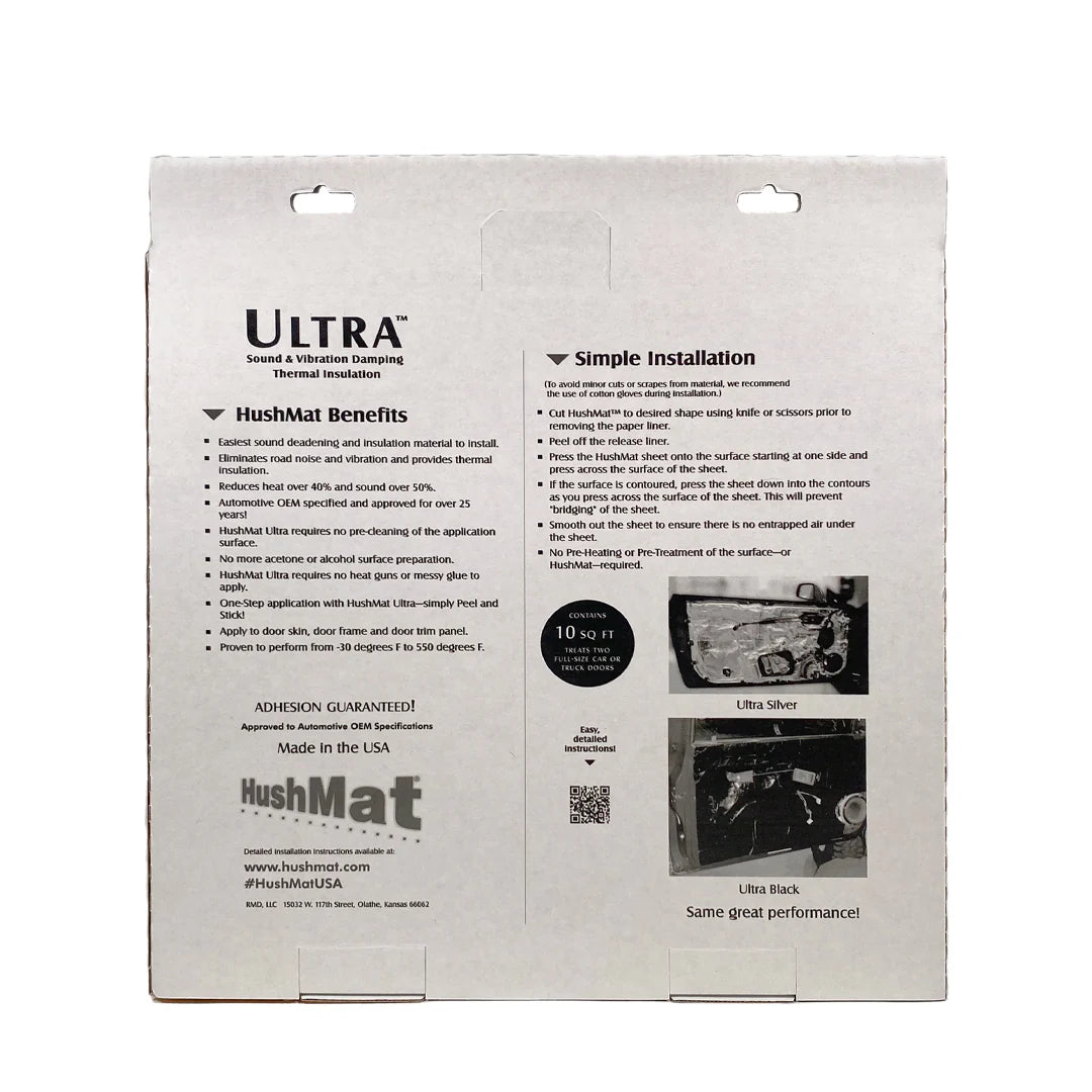 HushMat Door Kit #10200 – Automotive Sound Deadening & Thermal Insulation (10 Sq Ft, Black Foil)