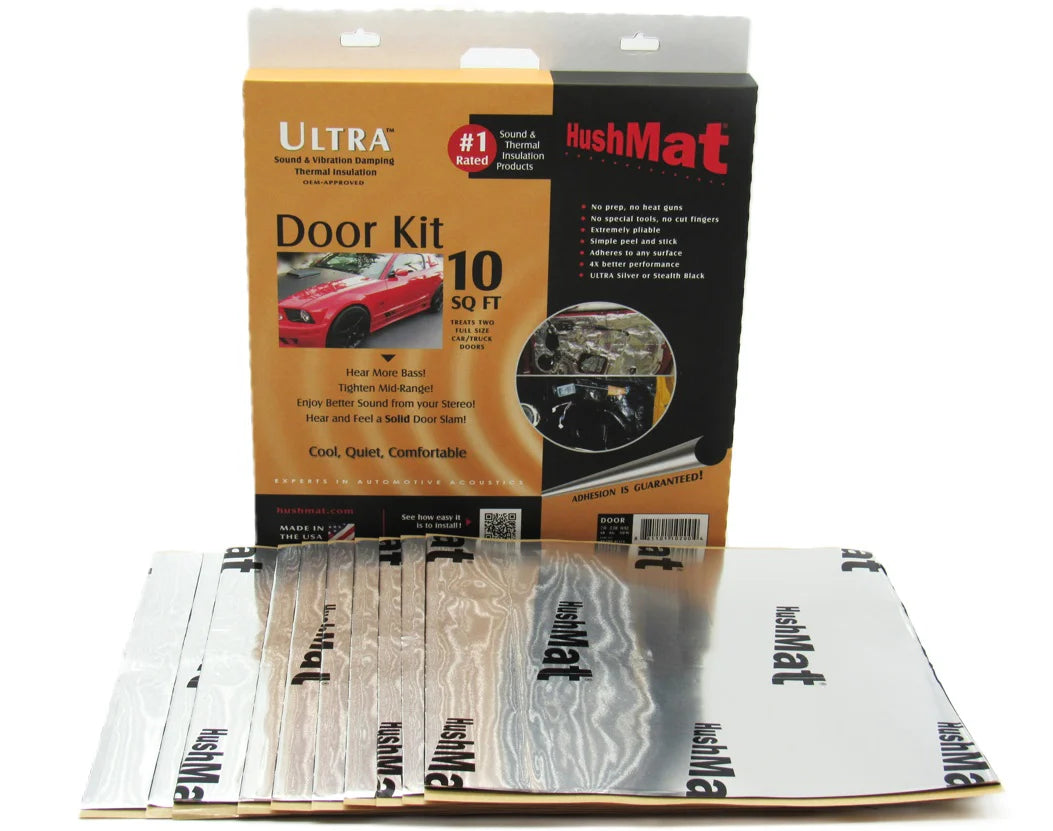 HushMat Door Kit #10201 – Automotive Thermal Insulation & Sound Deadening (10 Sq Ft, Silver Foil Foil)