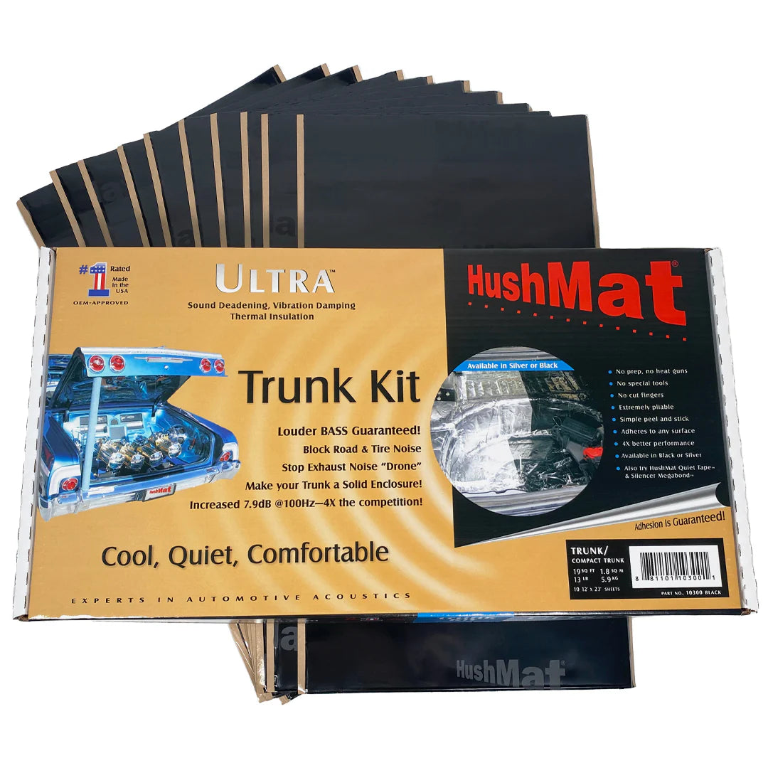HushMat Trunk Kit #10300 – Automotive Sound Deadening & Thermal Insulation (19.1 Sq Ft, Black Foil)