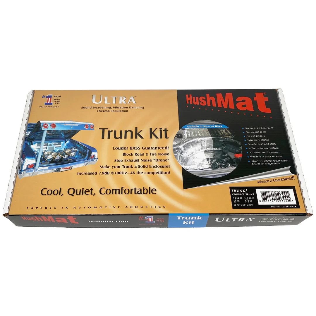 HushMat Trunk Kit #10300 – Automotive Sound Deadening & Thermal Insulation (19.1 Sq Ft, Black Foil)