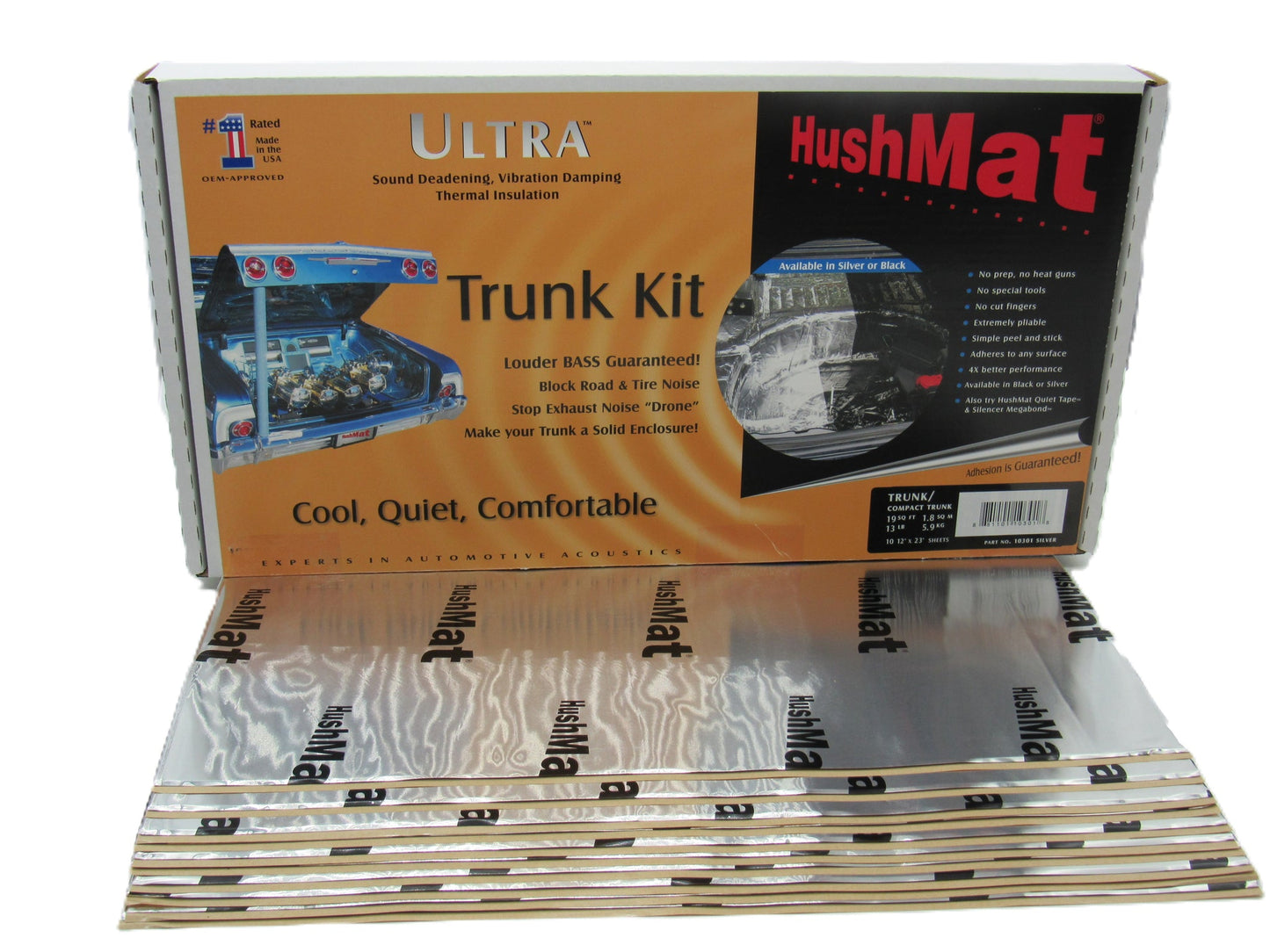 HushMat Trunk Kit – Automotive Thermal Insulation & Sound Deadening (19.1 Sq Ft, Silver Foil) Part Number: 10301