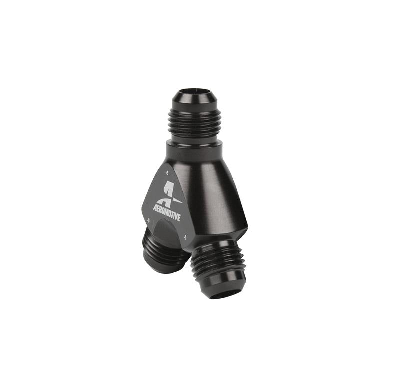 Aeromotive Y-Block AN-6 to Dual AN-6 Fuel Fitting, Part Number 15672
