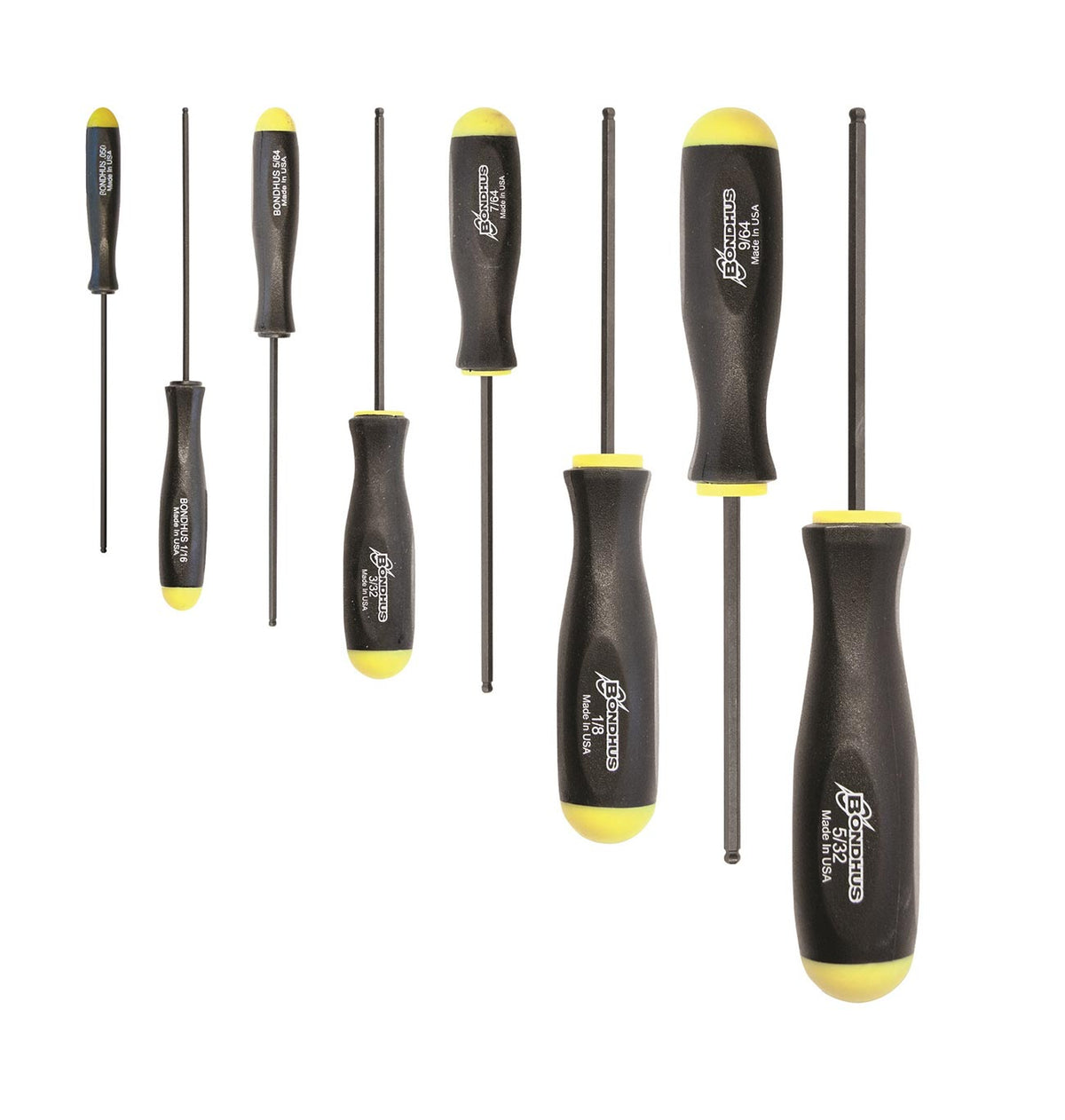 Bondhus Balldriver SAE Hex Ball End Screwdriver Set, 6-Piece, 0.050 to 5/32 Inch
