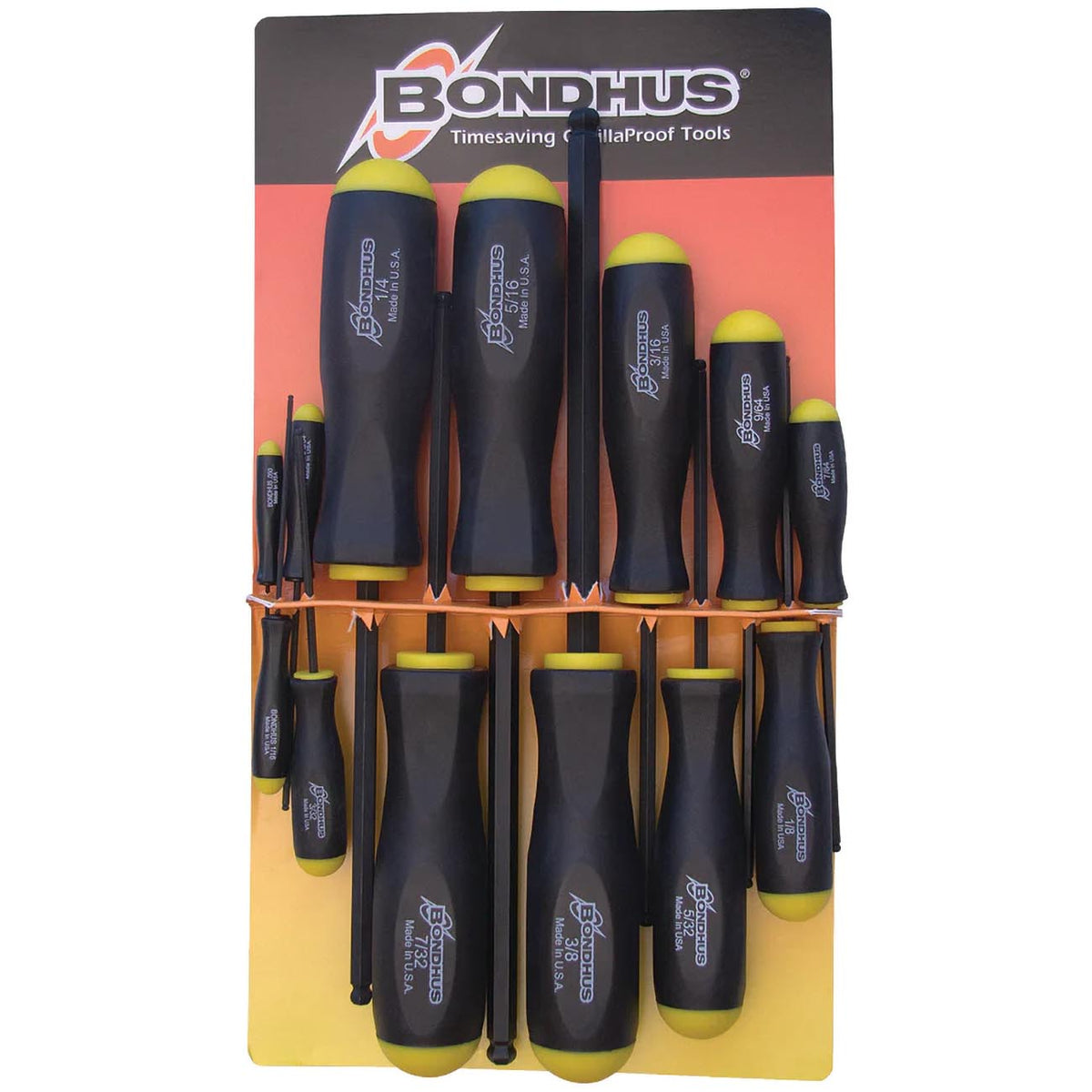 Bondhus Balldriver SAE Hex Ball End Screwdriver Set, .050 in to 3/8 in, 13-Piece