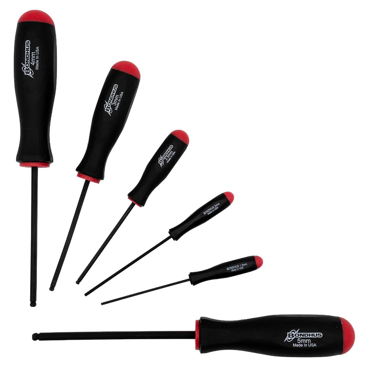 Bondhus Balldriver Metric Hex Ball-End Screwdriver Set, 1.5mm–5mm, 6-Piece