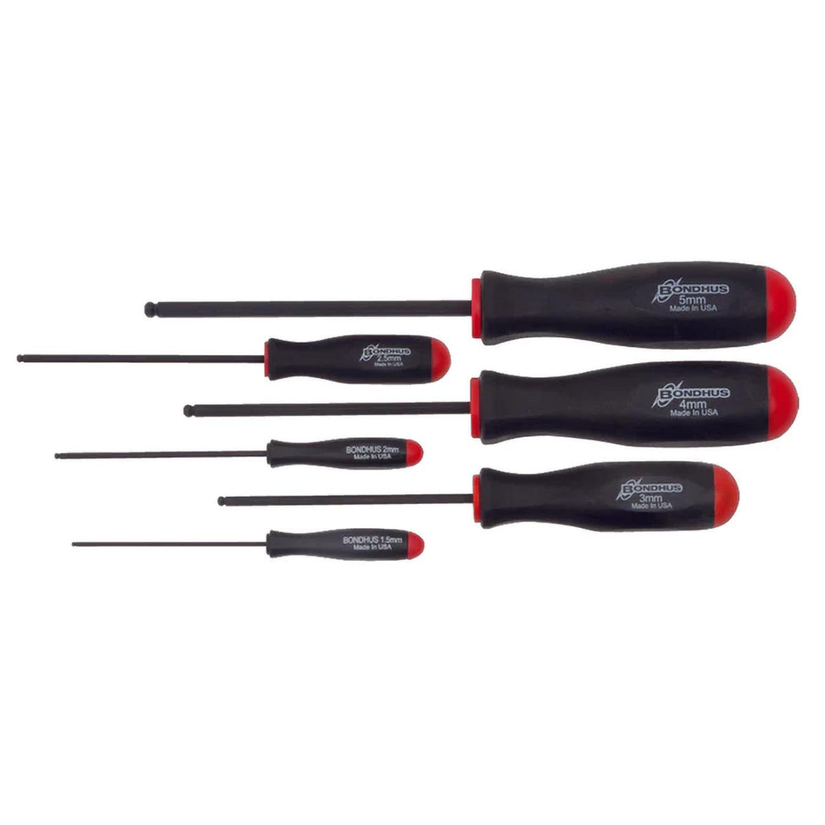 Bondhus Balldriver Metric Hex Ball-End Screwdriver Set, 1.5mm–5mm, 6-Piece