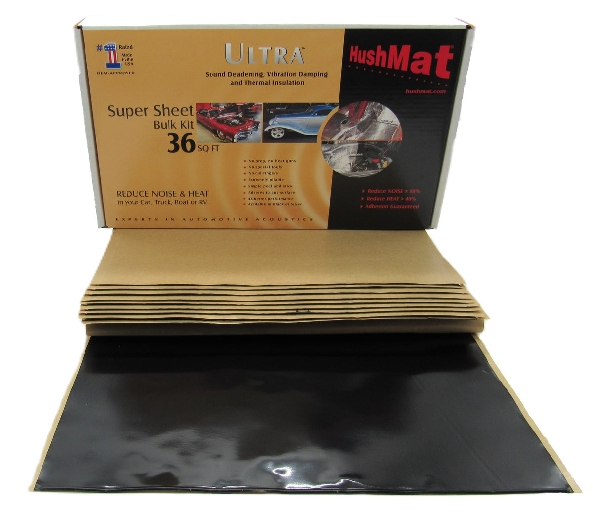 HushMat Super Bulk Kit – Sound Deadening & Thermal Insulation (36 Sq Ft, Black Foil)