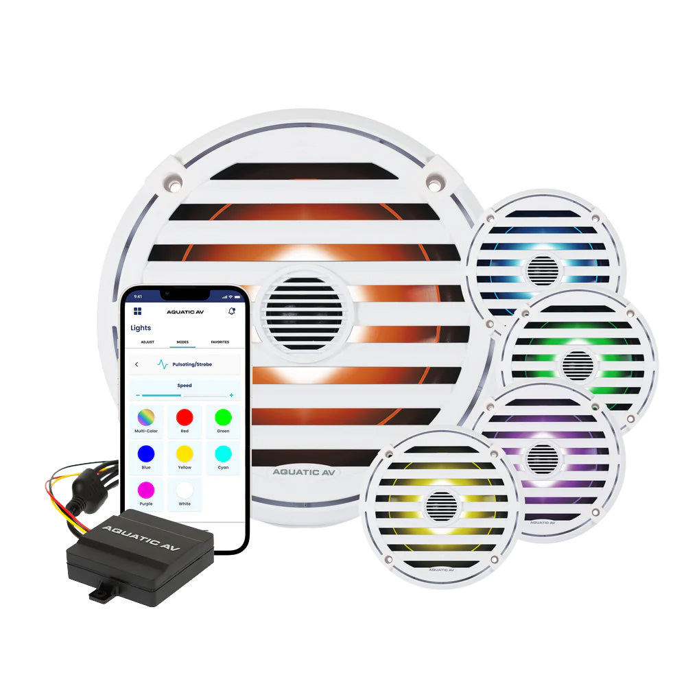 Aquatic AV ELITE 6.5" RGB Speakers - White - Pair Waterproof Marine Boat Speaker - View 2