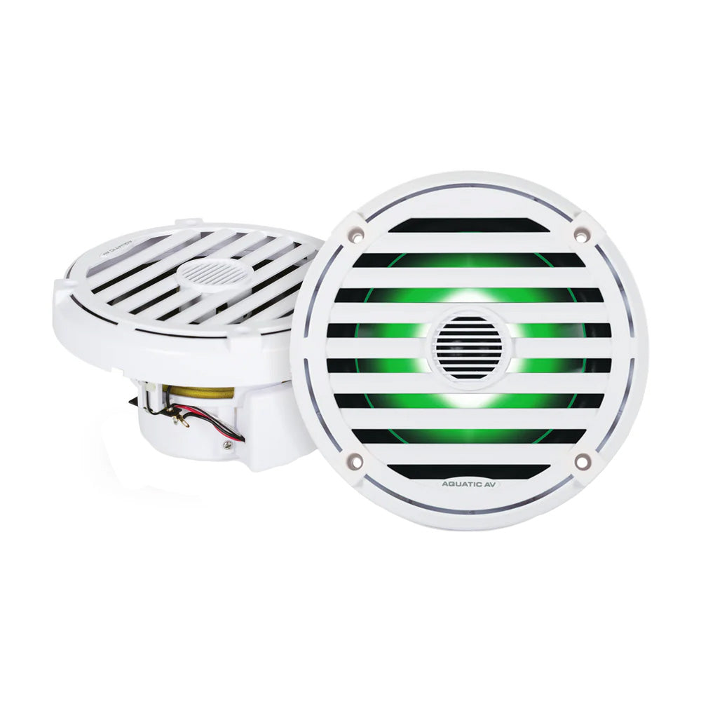 Aquatic AV ELITE 6.5" RGB Speakers - White - Pair Waterproof Marine Boat Speaker - View 1