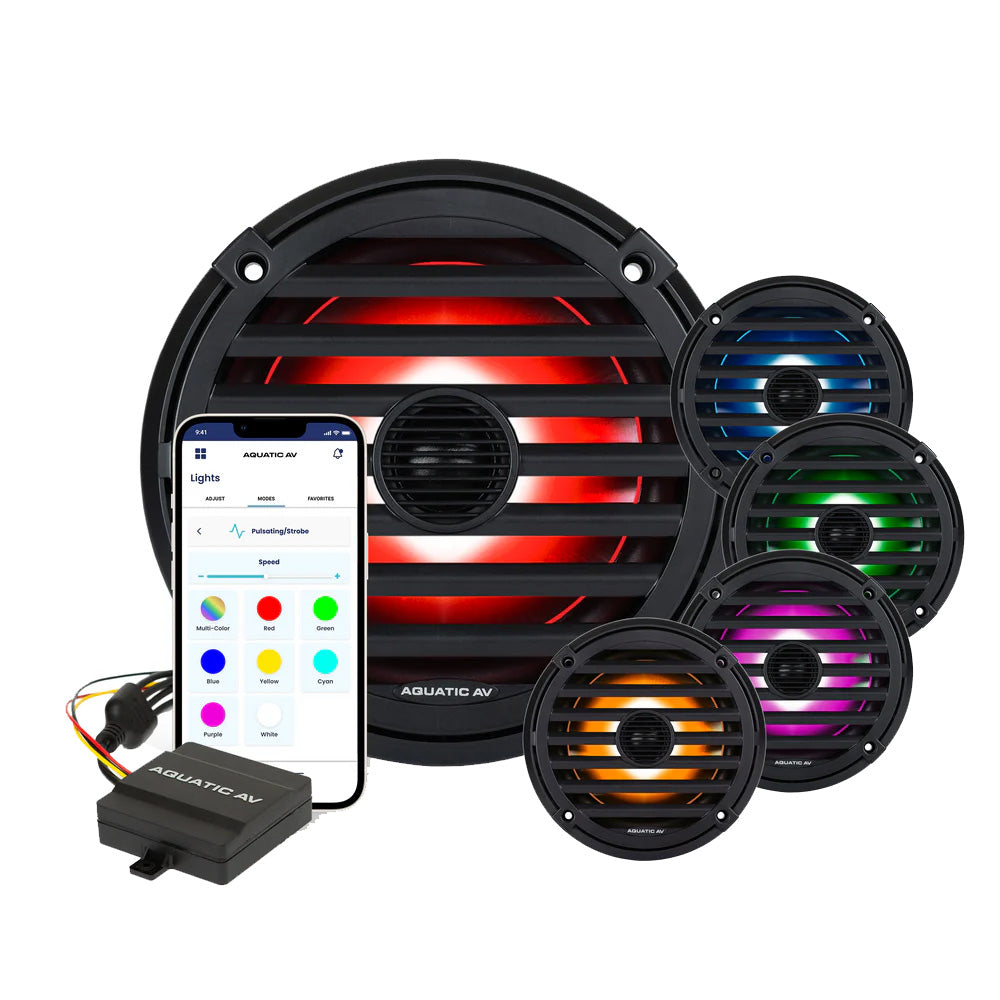 Aquatic AV ELITE 6.5" RGB Speakers - Black - Pair Waterproof Marine Boat Speaker - View 2
