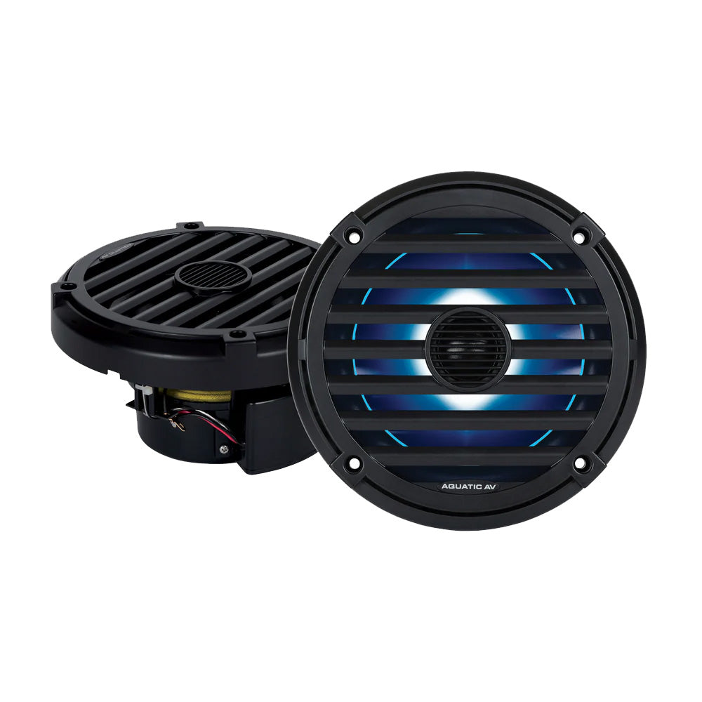 Aquatic AV ELITE 6.5" RGB Speakers - Black - Pair Waterproof Marine Boat Speaker - View 1