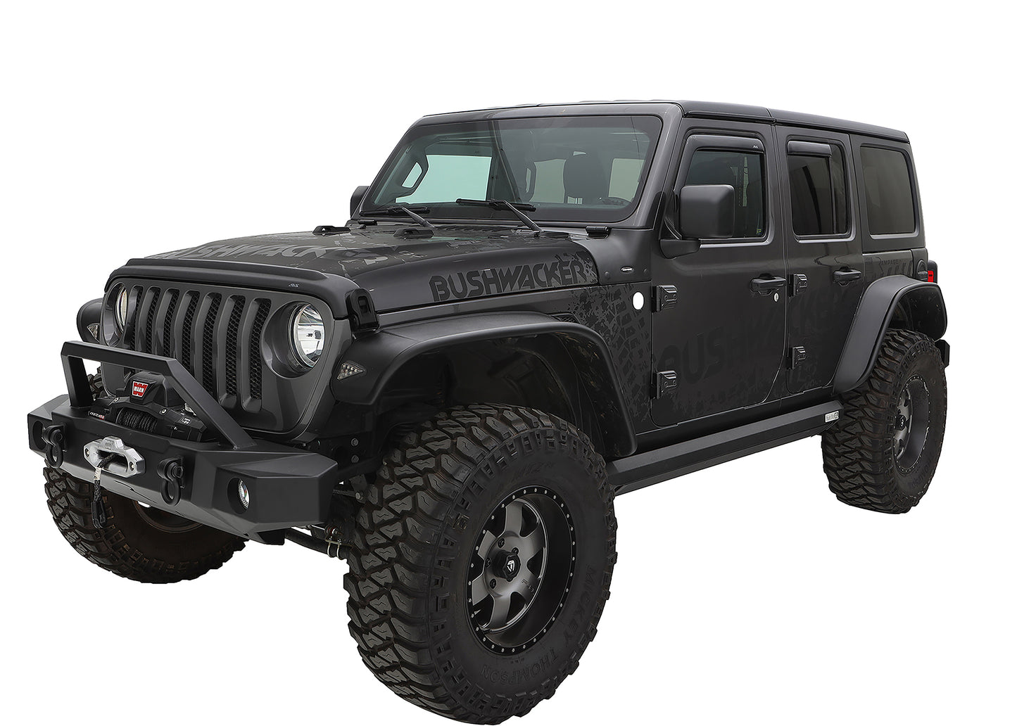Bushwacker - 10923-07 - Fender Flare -  10923-07 Black Jeep Flat Style Textured Finish 4-Piece Fender Flare Set for 2018-2023 Jeep Wrangler JL (All Models) - P/N: 10923-07