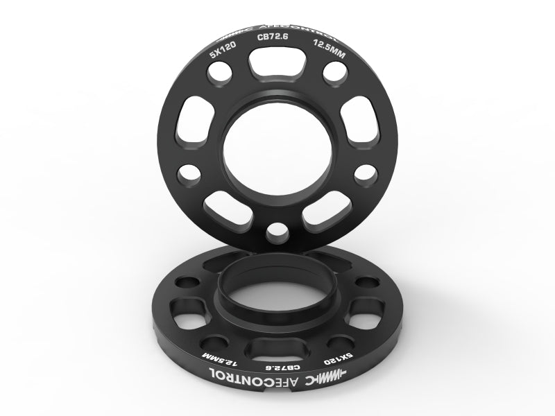 aFe CONTROL Billet Aluminum Wheel Spacers for BMW, 5x120, 72.6mm Hub Bore, 12.5mm Thick, Part Number afe610-502001-B