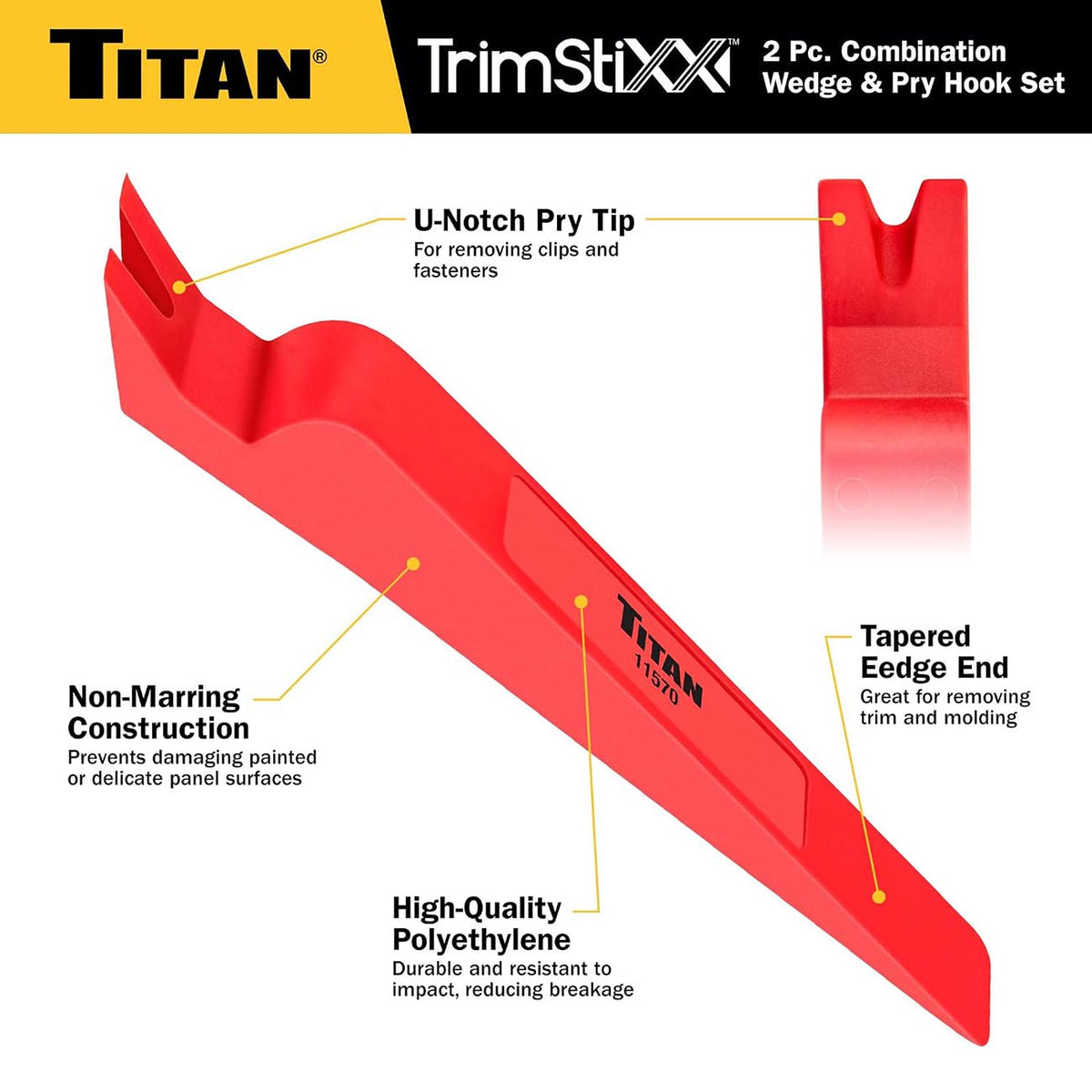 Titan 11568 Non-Marring Combination Wedge and Pry Hook Set, 2-Piece