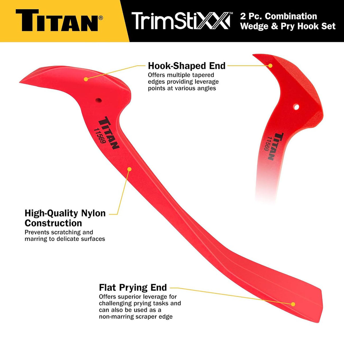 Titan 11568 Non-Marring Combination Wedge and Pry Hook Set, 2-Piece