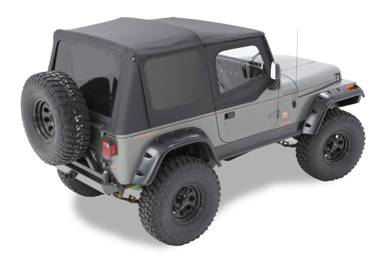Bestop A-Top for OEM Jeep 1987 Wrangler YJ – Black Crush Soft Top with Clear Windows and Door Skins