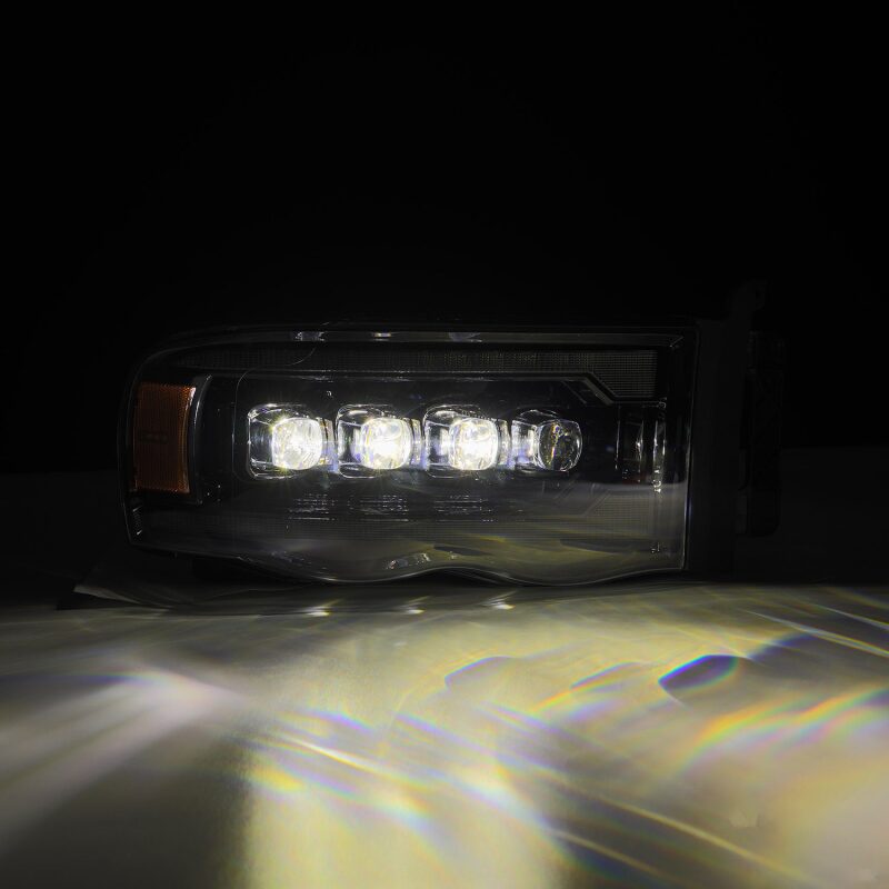 AlphaRex NOVA LED Projector Headlights for 2002-2005 Dodge Ram 1500, Alpha Black with Activ Light and Sequential Signal
