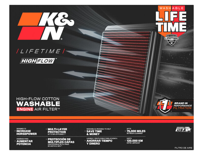 K&N Engineering 33-5138 High-Flow Replacement Air Filter for Ford E-350 Super Duty