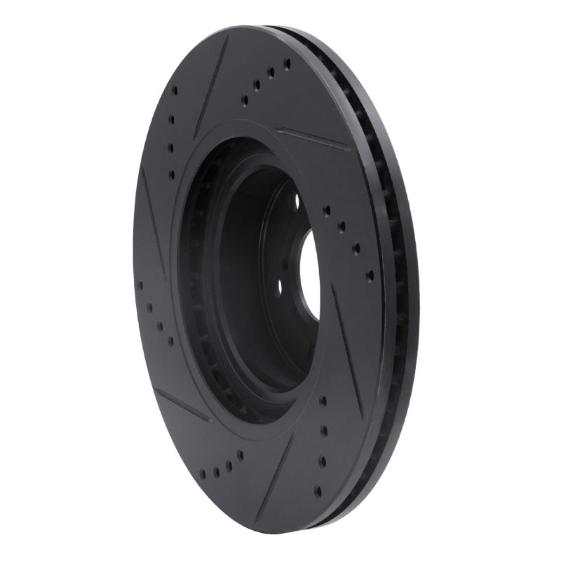 R1 Concepts RNC633-13034R Front Right Drilled and Slotted Black Brake Rotor for Subaru and Scion Applications