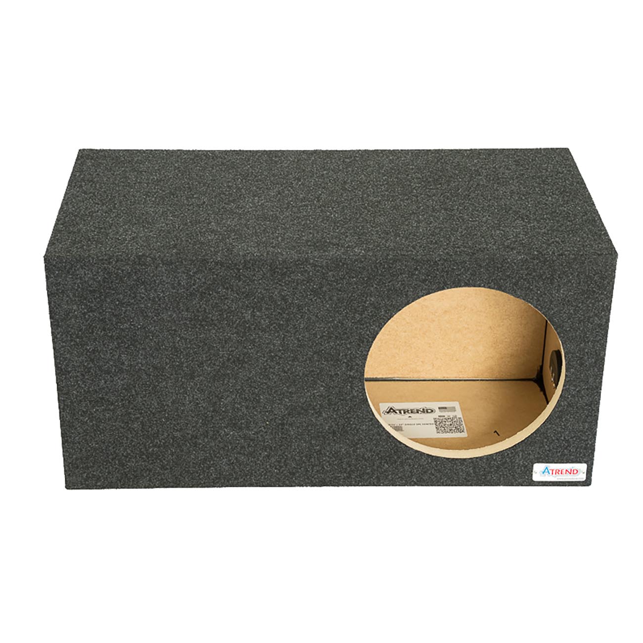 Atrend Single 12-Inch Vented High SPL Woofer Enclosure with Charcoal Carpet Covering