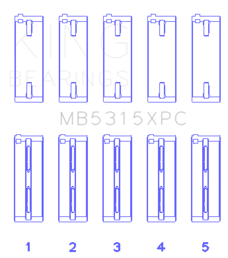 King 1992+ Mitsubishi 4G63/4G64 EVO I-IV (Size STDX) Crankshaft Main Bearing Set (Set of 5)