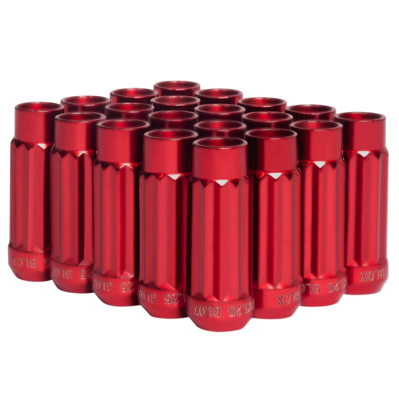 BLOX Racing 12-Sided P17 Tuner Lug Nuts 12x1.5 - Red Steel - Set of 20