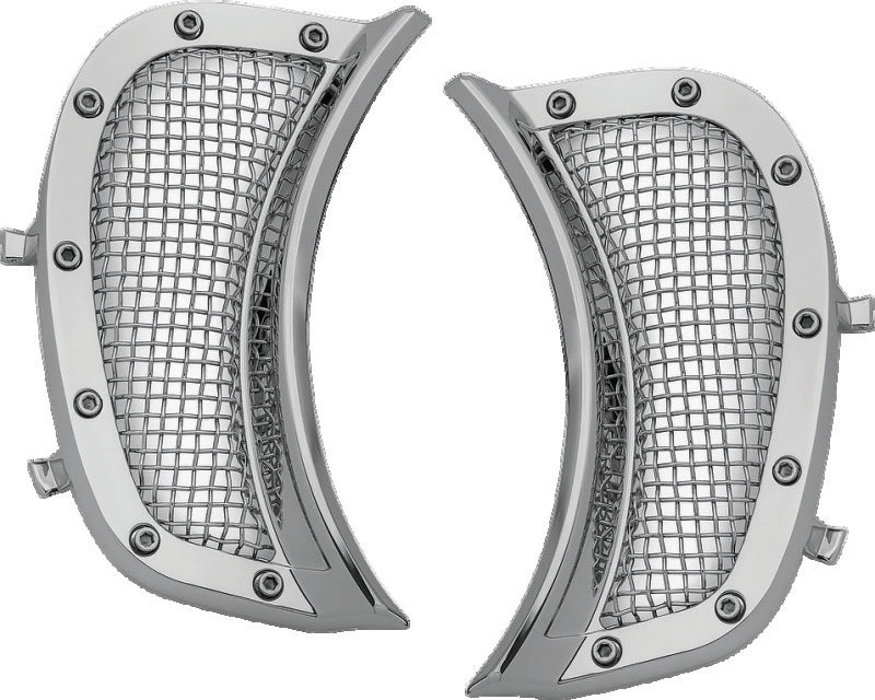 Kuryakyn 6518 Mesh Headlight Vent Accents, Chrome for Harley-Davidson Road Glide