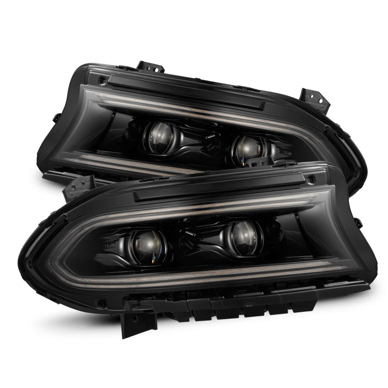 AlphaRex LUXX-Series Projector Headlights for 2009-2015 Dodge Charger, Alpha-Black with Active Light and Sequential Signal