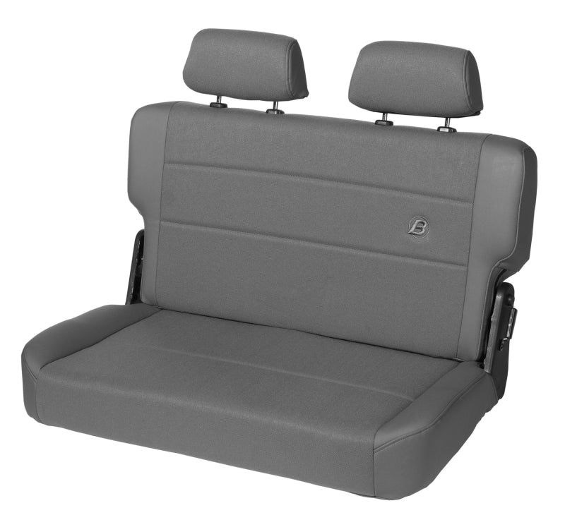 Bestop N-Tumble Seat for 1955-1995 Jeep CJ5, CJ7, and Wrangler YJ – Rear Trailmax II Fold and Tumble Seat with Charcoal/Gray Center Fabric Insert