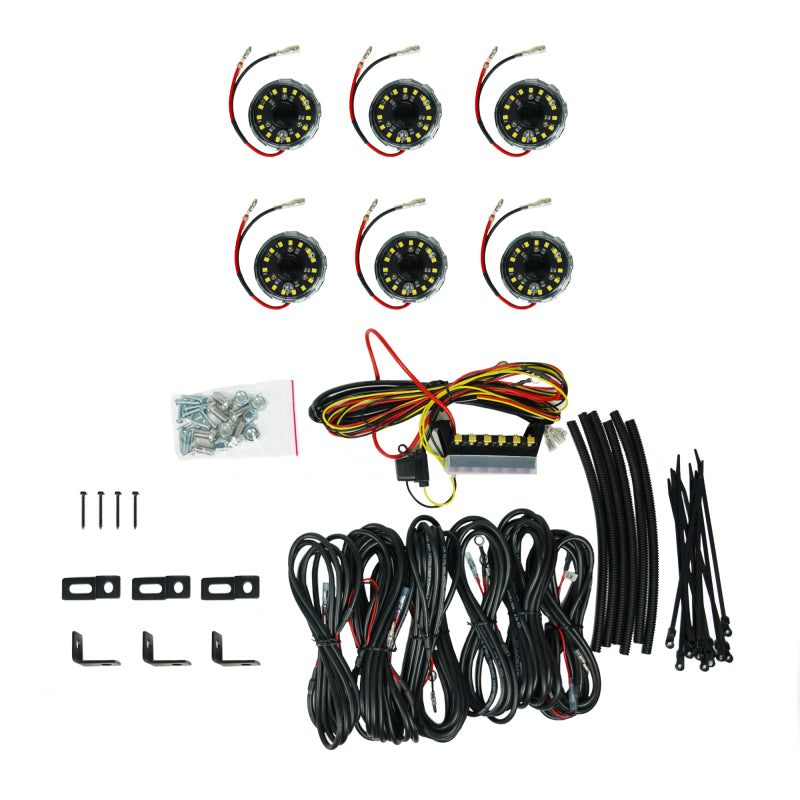 KC HiLiTES Cyclone V2 LED 6-Light Universal Rock Light Kit, Clear Flood Beam, KCL91040