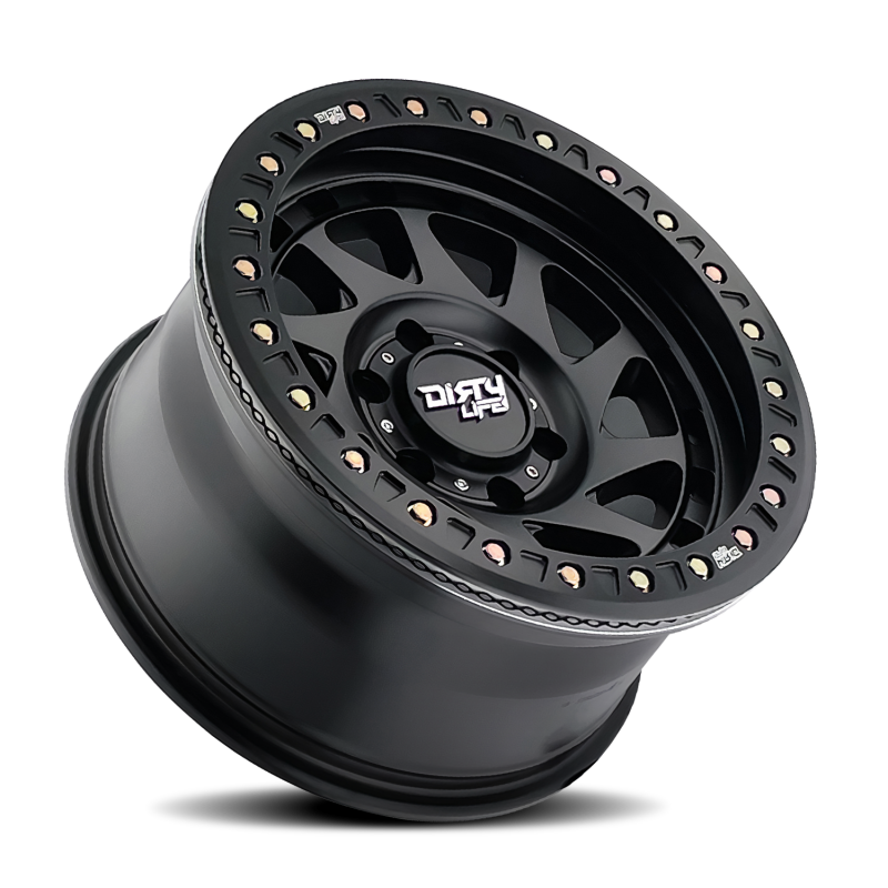 Dirty Life Enigma Race 9313 17x9 Beadlock Wheel, 5x127 Bolt Pattern, -12mm Offset, Matte Black
