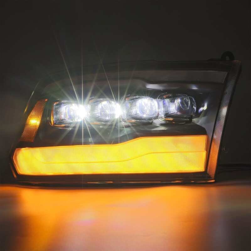 AlphaRex NOVA LED Projector Headlights for 2009-2018 Dodge Ram 1500, Alpha Black Plank Style with DRL