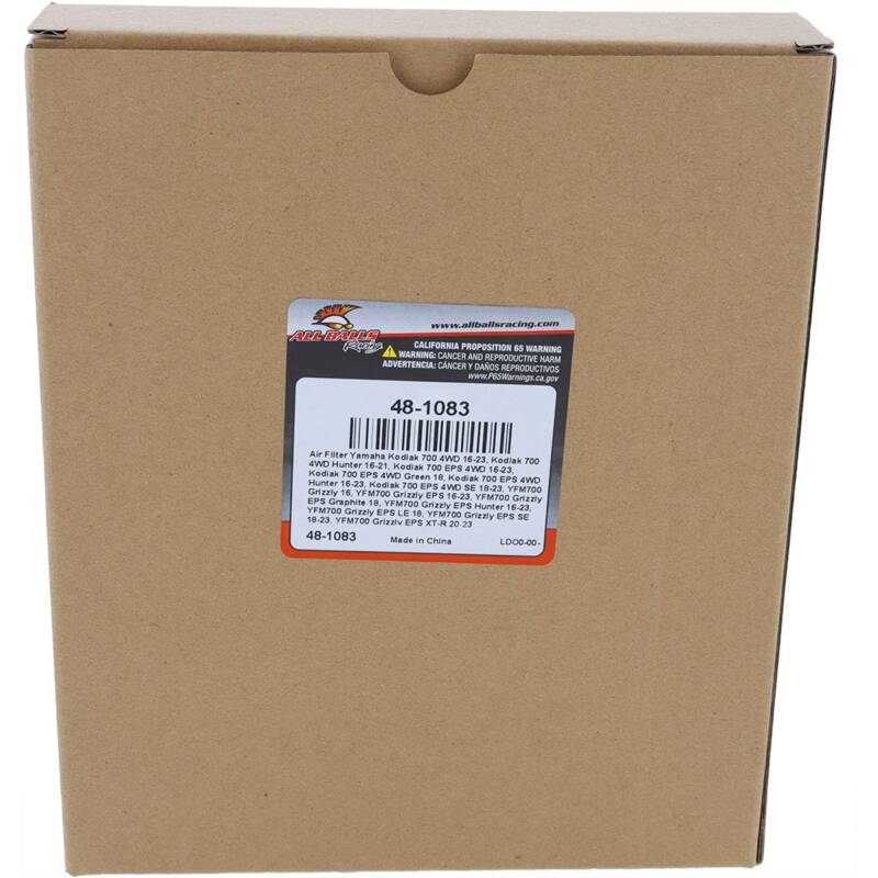 All Balls Racing ABR48-1083 OEM Replacement Air Filter for Yamaha Grizzly 700 and Kodiak 700