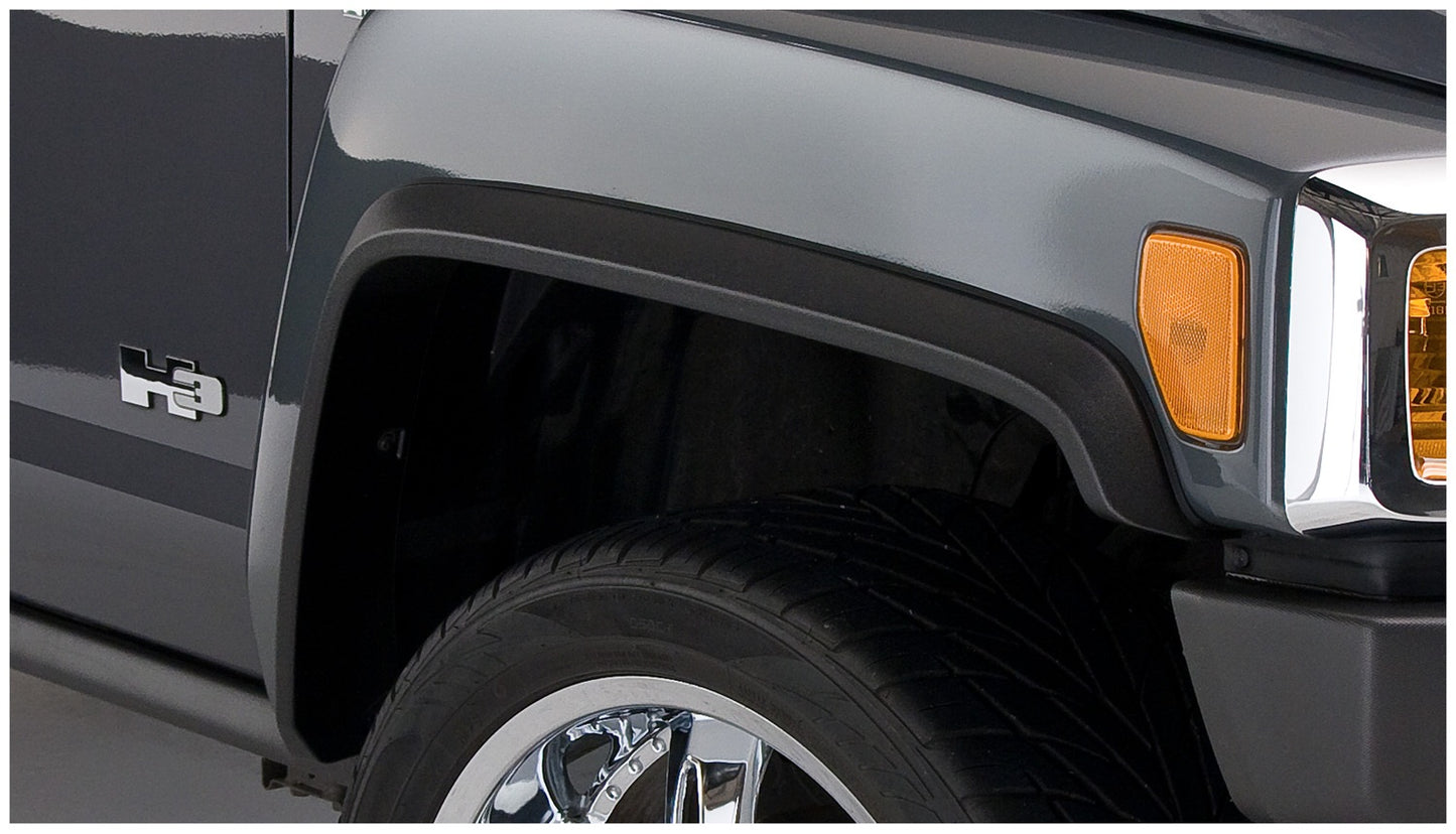 Bushwacker - 150900-02 - Fender Flare -  150900-02 Black OE-Style Smooth Finish 4-Piece Fender Flare Set for 2006-2010 Hummer H3 - P/N: 150900-02