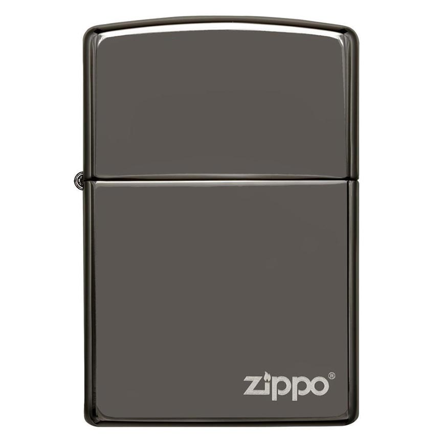 Zippo Windproof Lighter with Black Ice Finish and Classic Logo Case