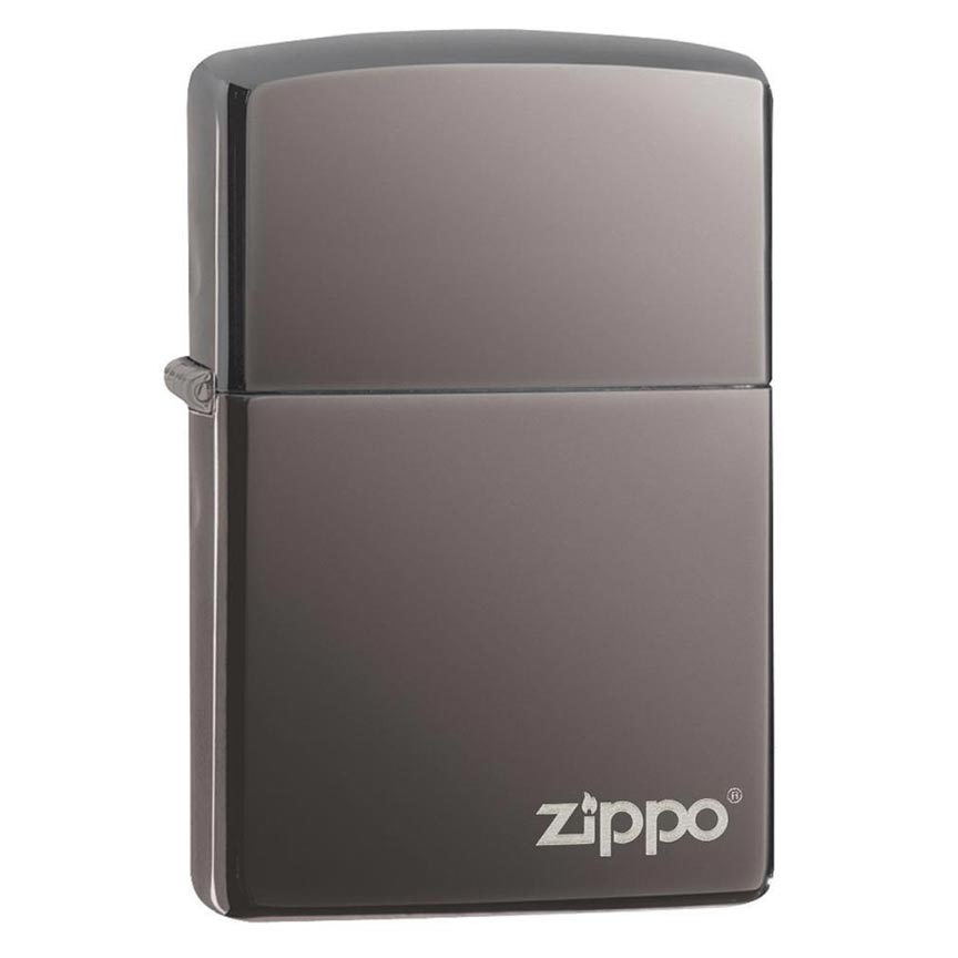 Zippo Windproof Lighter with Black Ice Finish and Classic Logo Case