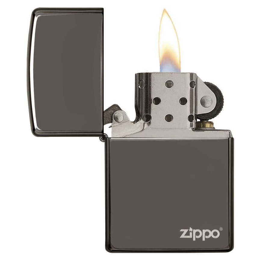 Zippo Windproof Lighter with Black Ice Finish and Classic Logo Case