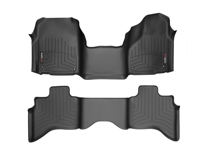 WeatherTech 12+ Dodge Ram Truck Front and Rear Floorliners - Over The Hump - Black