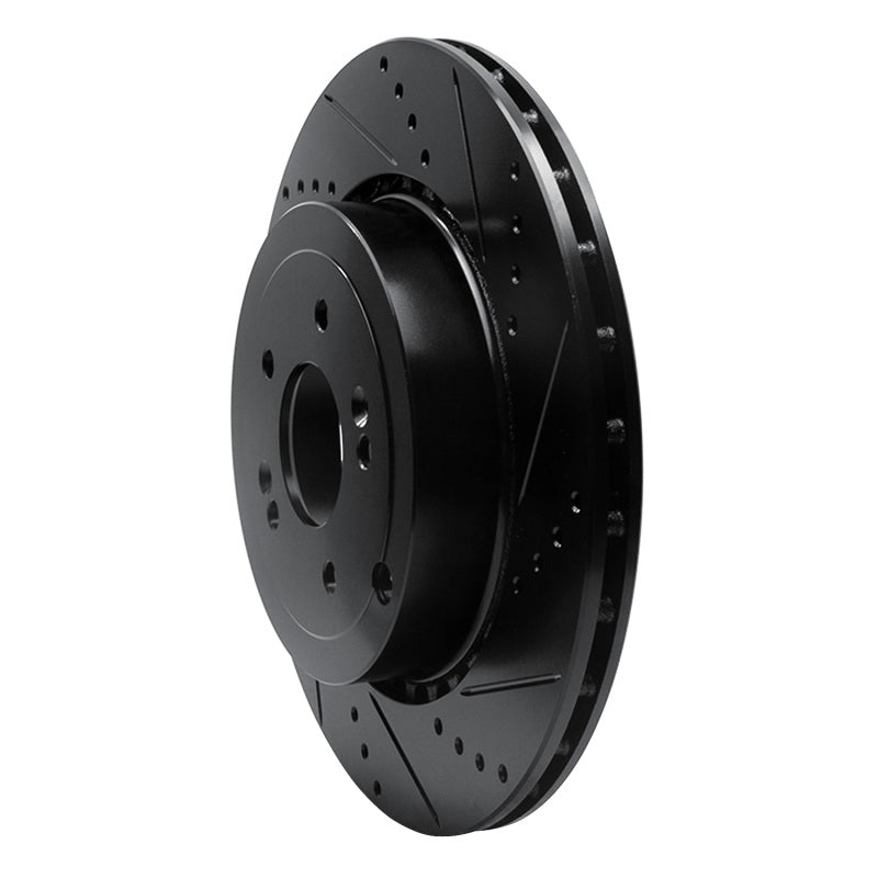 R1 Concepts RNC633-21039R Rear Right Drilled and Slotted Black Brake Rotor for 2018-2019 Genesis G70 and Kia Stinger