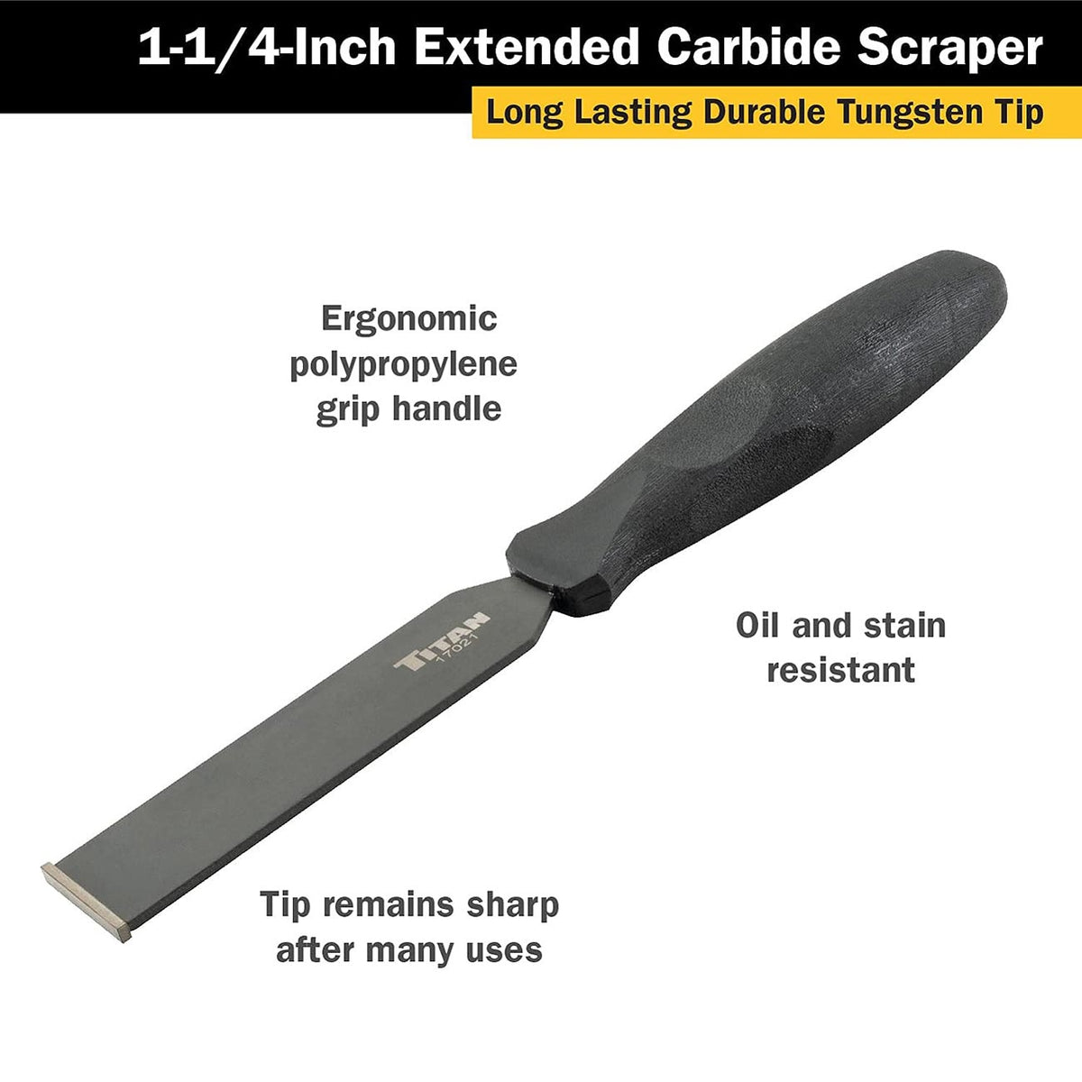 Titan 17021 Extended Carbide Scraper with 1-1/4-Inch Wide Blade