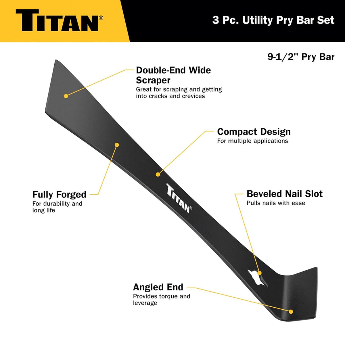 Titan Utility Pry Bar Set, 3-Piece