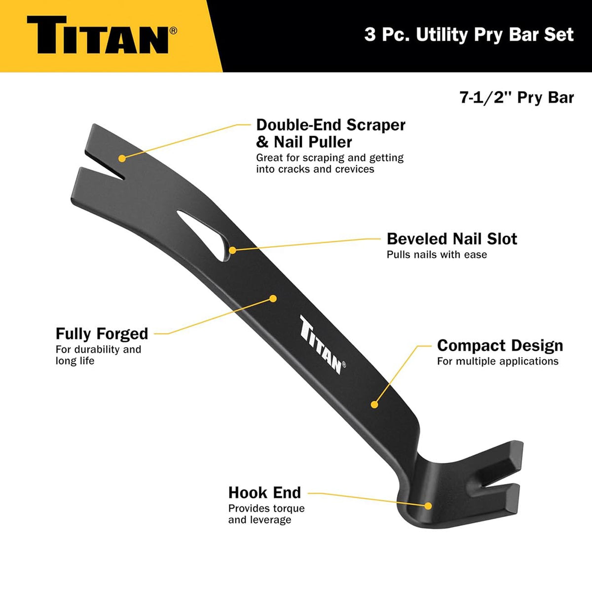 Titan Utility Pry Bar Set, 3-Piece