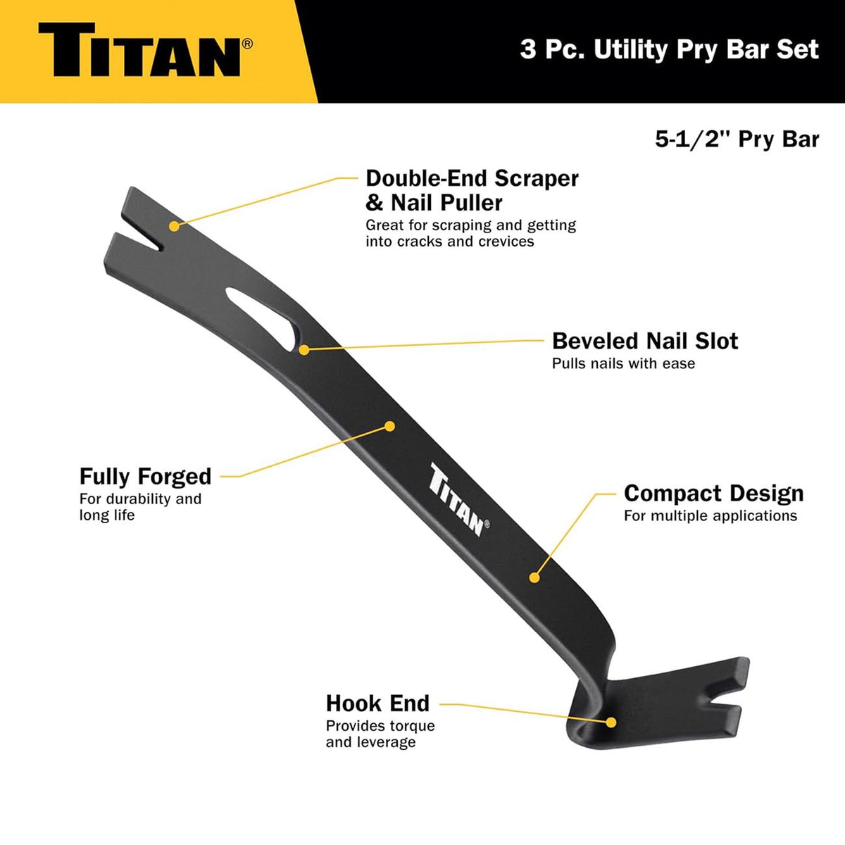 Titan Utility Pry Bar Set, 3-Piece